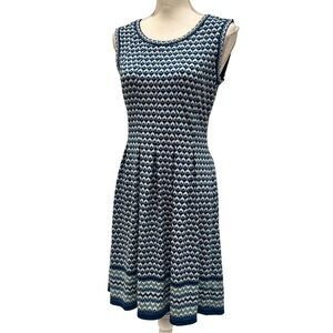 Max Studio Navy and White Geometric Dress- Stretchy! (S)